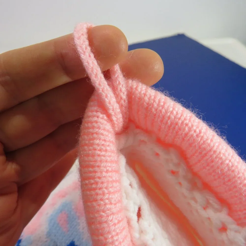 Baby vintage pink blue knit baby stocking 20 inches long Christmas Holiday Decor